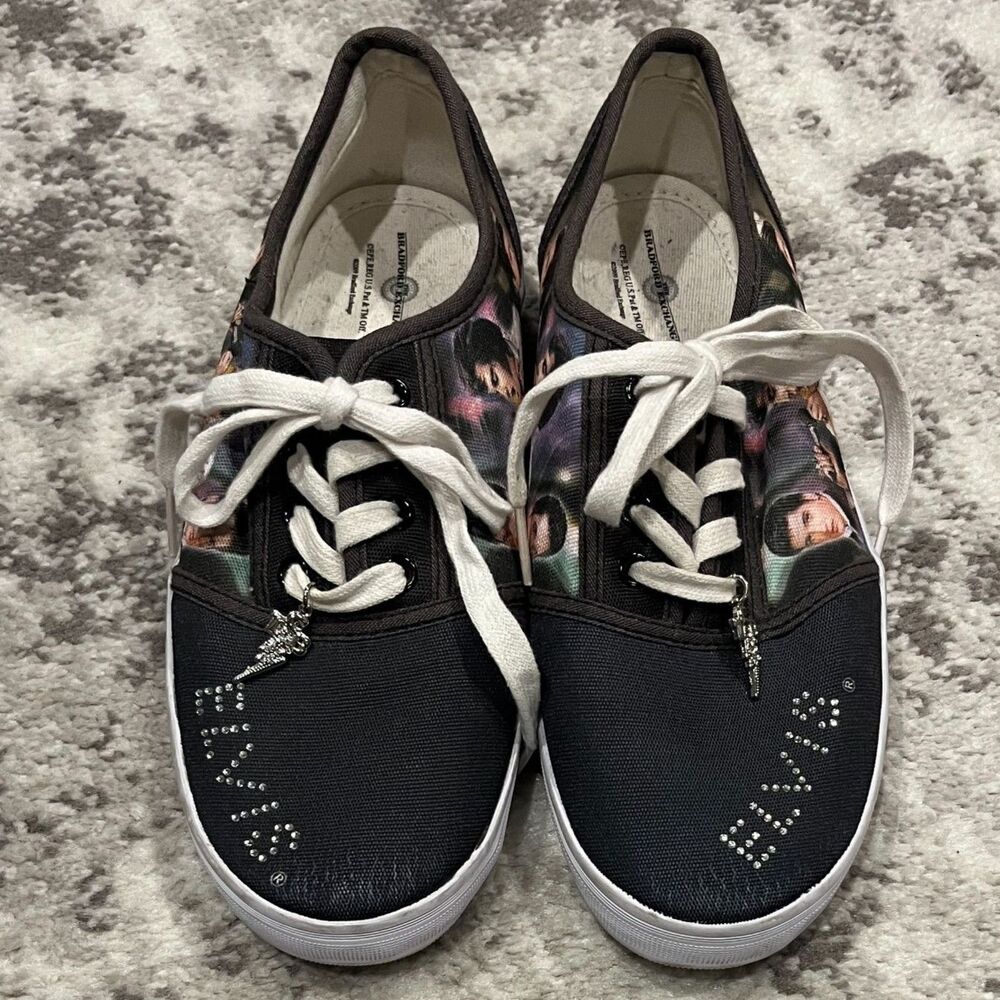 Elvis "Burning Love" Black Canvas Sneakers The Bradford Exchange Rhinestone Sz 8